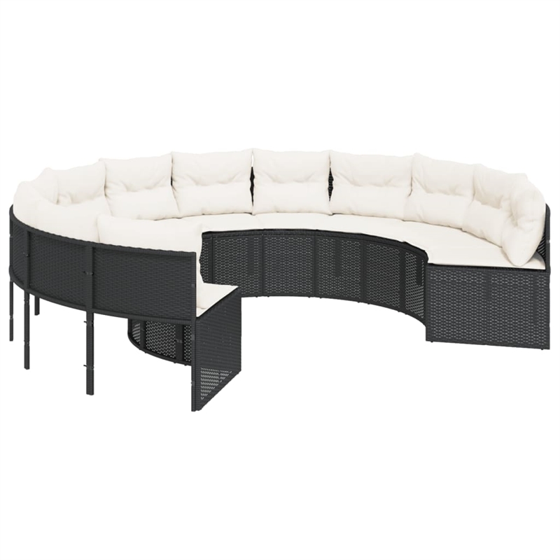 vidaXL Patio Sofa in Black & Cream With White Frame