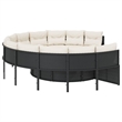vidaXL Patio Sofa in Black & Cream With White Frame