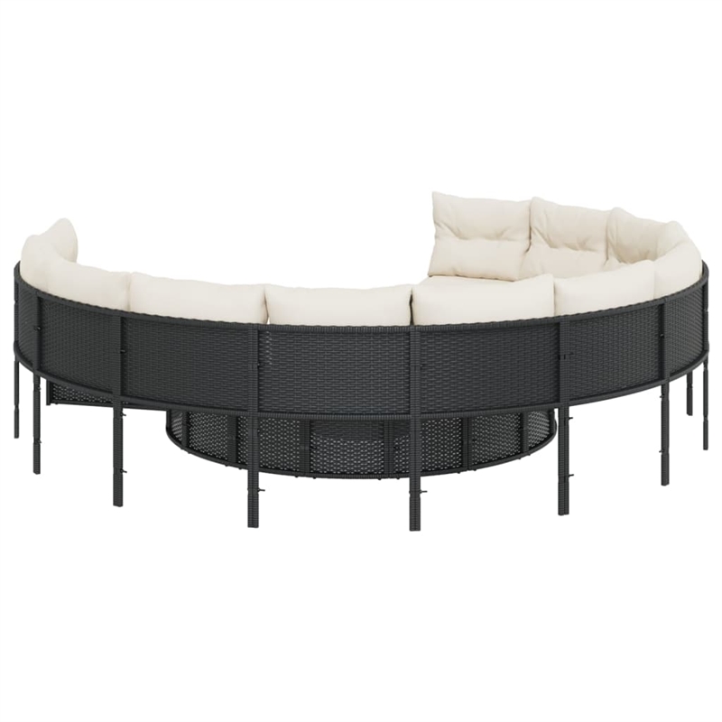 vidaXL Patio Sofa in Black & Cream With White Frame