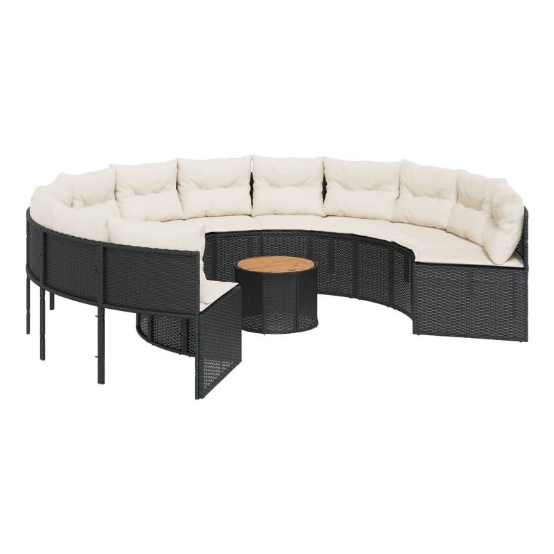 vidaXL Patio Sofa in Black & Cream With White Frame