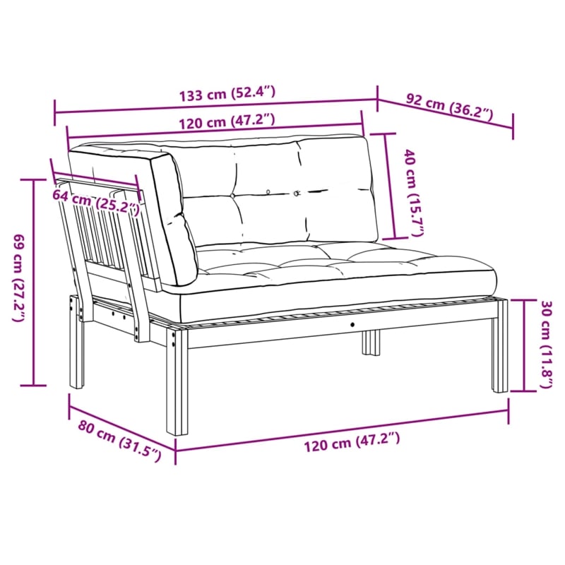 vidaXL Solid Acacia Wood Pallet Corner Sofa w/ Oil Finish & Anthracite Cushions