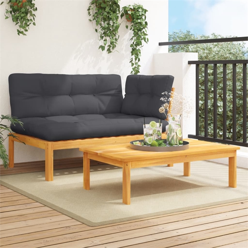 vidaXL Pallet Sofa Set in Anthracite & Natural Wood