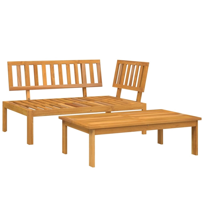 vidaXL Solid Acacia Wood Medium Modular Patio Sofa Set in Black
