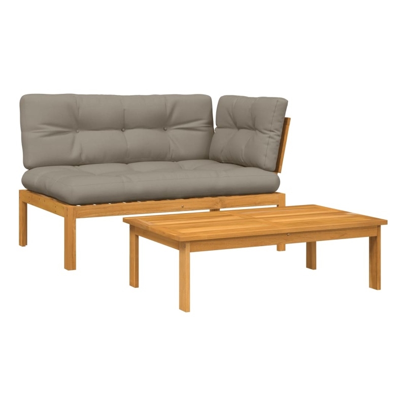 vidaXL Solid Acacia Wood Medium Modular Patio Sofa Set in Taupe