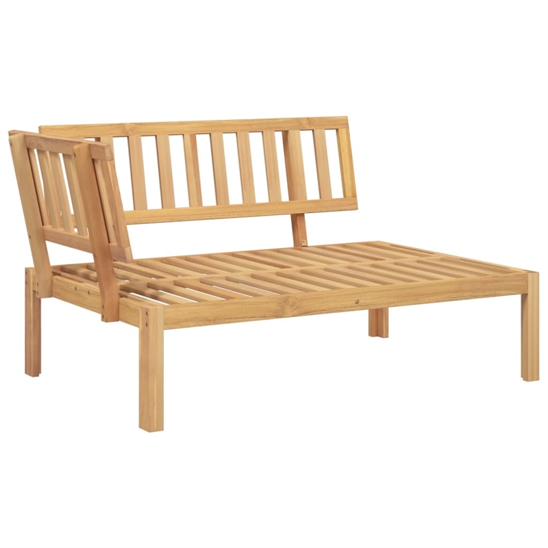 vidaXL Solid Acacia Wood Patio Sofa Set With Black Cushions in Natural Wood
