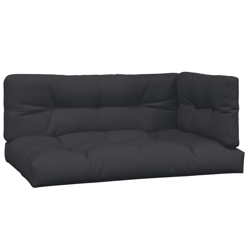 vidaXL Solid Acacia Wood Patio Sofa Set With Black Cushions in Natural Wood
