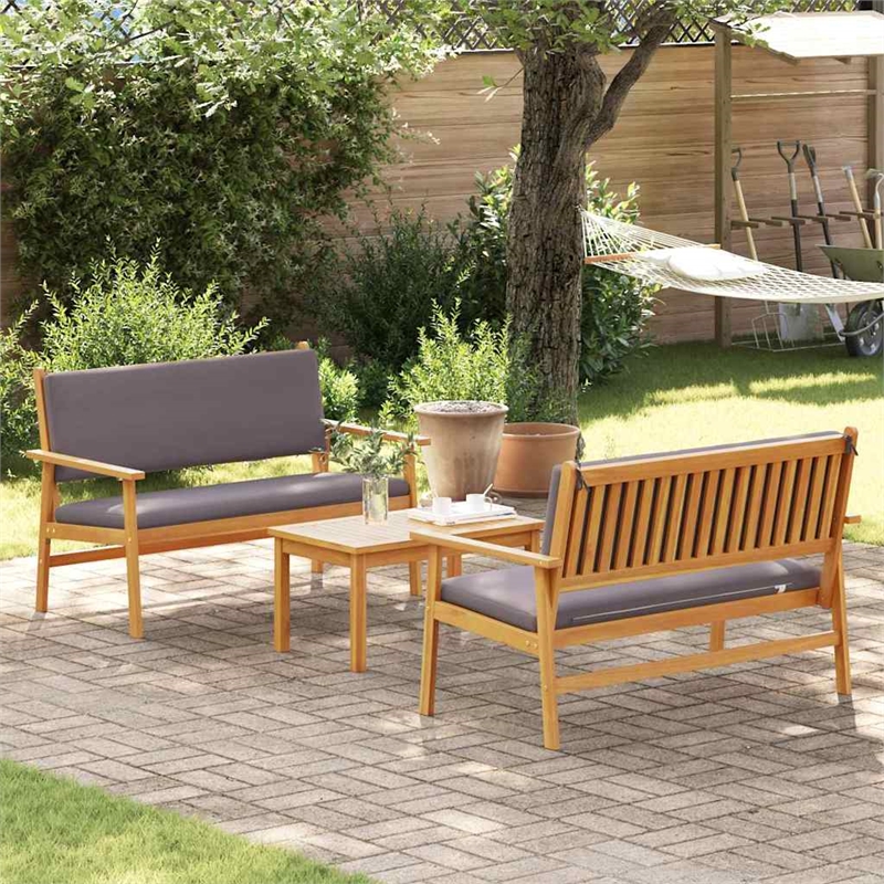 vidaXL 3 Piece Garden Sofa Set in Brown