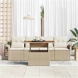 vidaXL 5 Piece Beige Poly Rattan Garden Sofa Set With Cushions in Cream