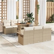 vidaXL 7 Piece Beige Garden Sofa Set With Cushions in Cream