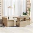 vidaXL 7 Piece Beige Garden Sofa Set With Cushions in Cream