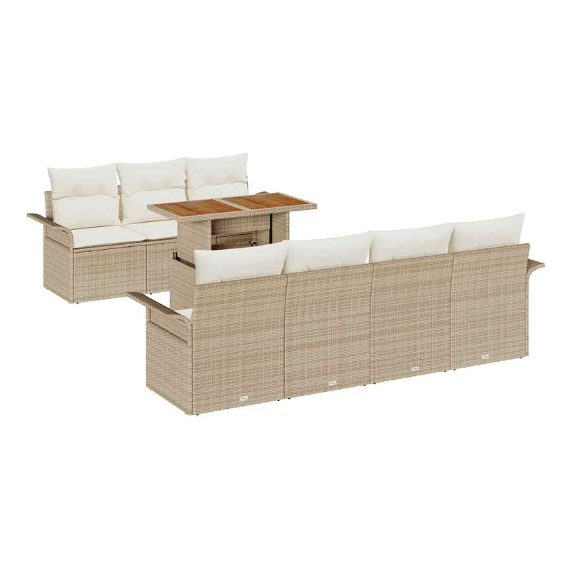 vidaXL 8 Piece Beige Garden Sofa Set With Cushions in Cream