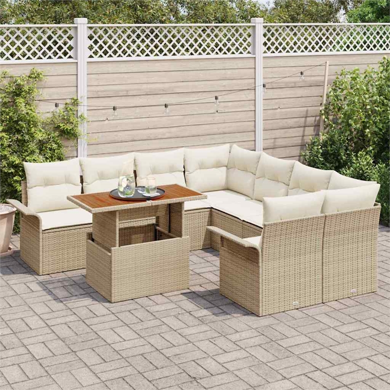 vidaXL Beige Garden Sofa Set With Cushions in Cream