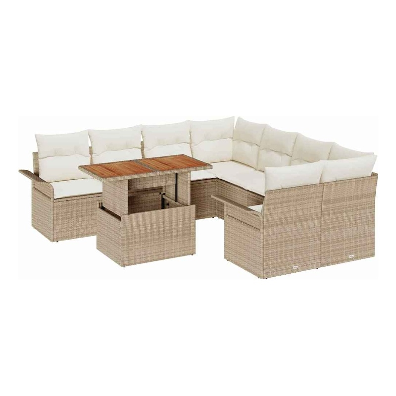 vidaXL Beige Garden Sofa Set With Cushions in Cream
