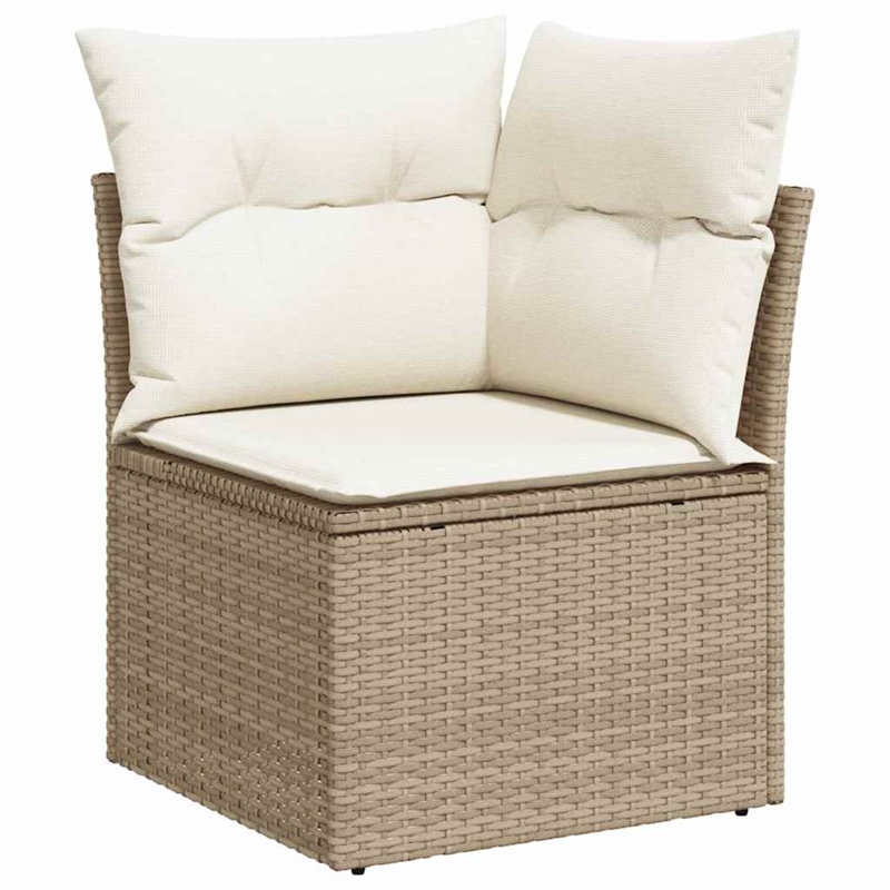 vidaXL 9 Pcs Beige Garden Sofa Set With Cushions in Cream