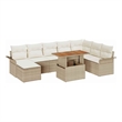 vidaXL 9 Pcs Beige Garden Sofa Set With Cushions in Cream