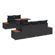 vidaXL 6 Pcs Black & Brown Garden Dining Set With Cushions