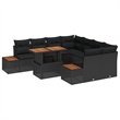 vidaXL 9 Pcs Black & Brown Garden Dining Set With Cushions