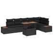 vidaXL 7 Pcs Black & Brown Garden Dining Set With Cushions