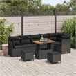vidaXL 9 Pcs Black Garden Sofa Set With Cushions
