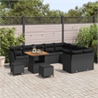 vidaXL 12 Pcs Black Garden Sofa Set With Cushions And Storage
