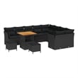 vidaXL 12 Pcs Black Garden Sofa Set With Cushions And Storage