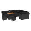 vidaXL 12 Pcs Black Garden Sofa Set With Cushions And Storage