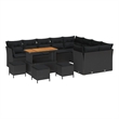 vidaXL 13 Pcs Black Garden Sofa Set With Cushions And Storage
