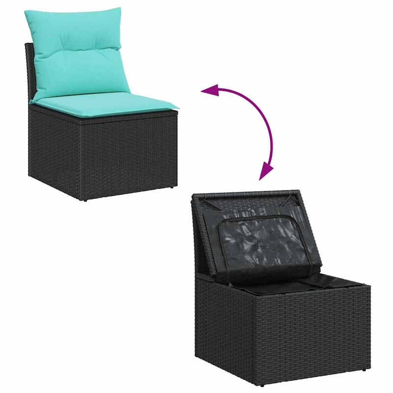 vidaXL 4 Pcs Poly Rattan Sofa Set With Cushions in Turquoise
