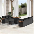 vidaXL 10 Pcs Black Garden Sofa Set With Cushions