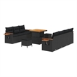 vidaXL 10 Pcs Black Garden Sofa Set With Cushions