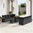 vidaXL 11 Pcs Black Garden Sofa Set With Cushions
