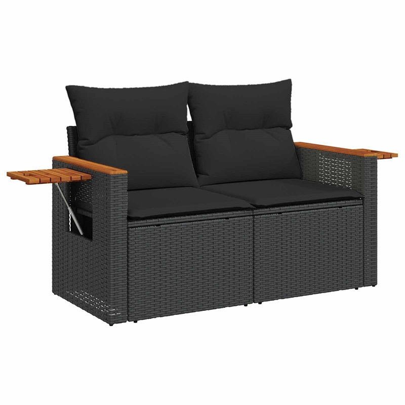 vidaXL 11 Pcs Black Garden Sofa Set With Cushions