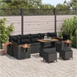 vidaXL 10 Pcs Black Garden Sofa Set With Cushions