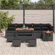 vidaXL 10 Pcs Black Garden Sofa Set With Cushions