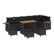vidaXL 10 Pcs Black Garden Sofa Set With Cushions