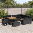 vidaXL 12 Pcs Black Garden Sofa Set With Cushions