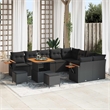 vidaXL 12 Pcs Black Garden Sofa Set With Cushions