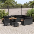 vidaXL 12 Pcs Black Garden Sofa Set With Cushions