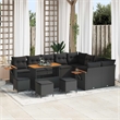 vidaXL 13 Pcs Black Garden Sofa Set With Cushions
