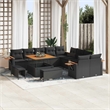 vidaXL 13 Pcs Black Garden Sofa Set With Cushions