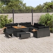 vidaXL 13 Pcs Black Garden Sofa Set With Cushions