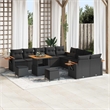 vidaXL 13 Pcs Black Garden Sofa Set With Cushions