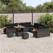 vidaXL 13 Pcs Black Garden Sofa Set With Cushions