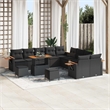 vidaXL 13 Pcs Black Garden Sofa Set With Cushions