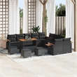 vidaXL 14 Pcs Black Garden Sofa Set With Cushions