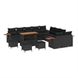 vidaXL 14 Pcs Black Garden Sofa Set With Cushions