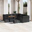 vidaXL 13 Pcs Black Garden Sofa Set With Cushions And Storage