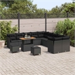 vidaXL 13 Pcs Black Garden Sofa Set With Cushions And Storage