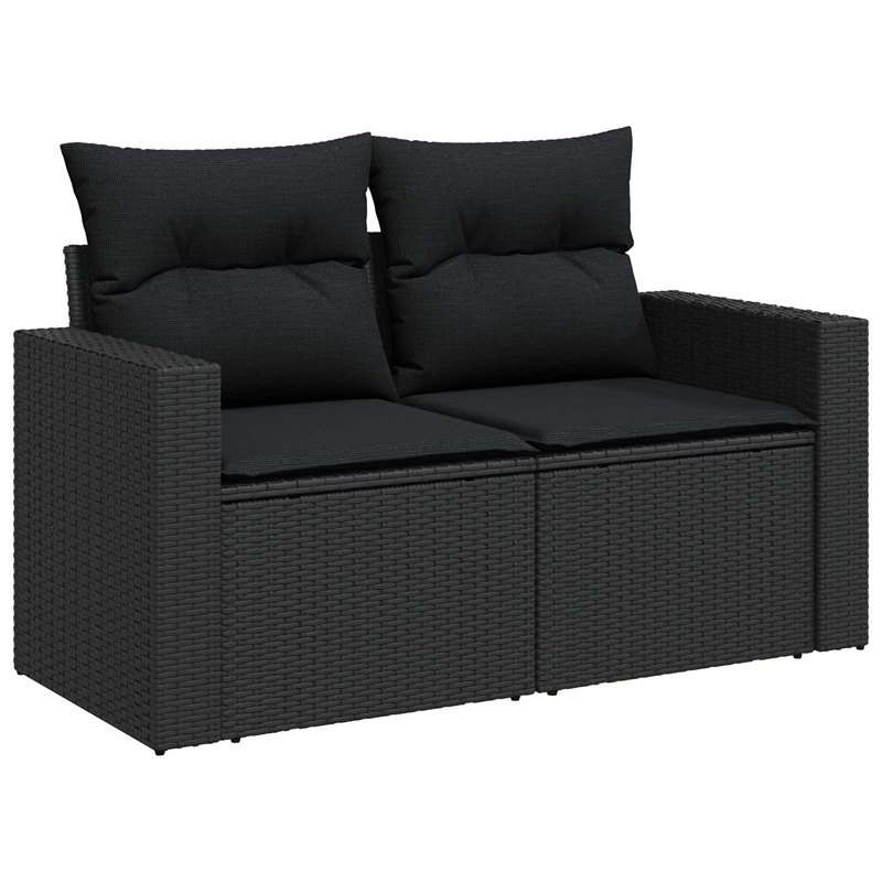 vidaXL 13 Pcs Poly Rattan Garden Sofa Set With Cushions in Black