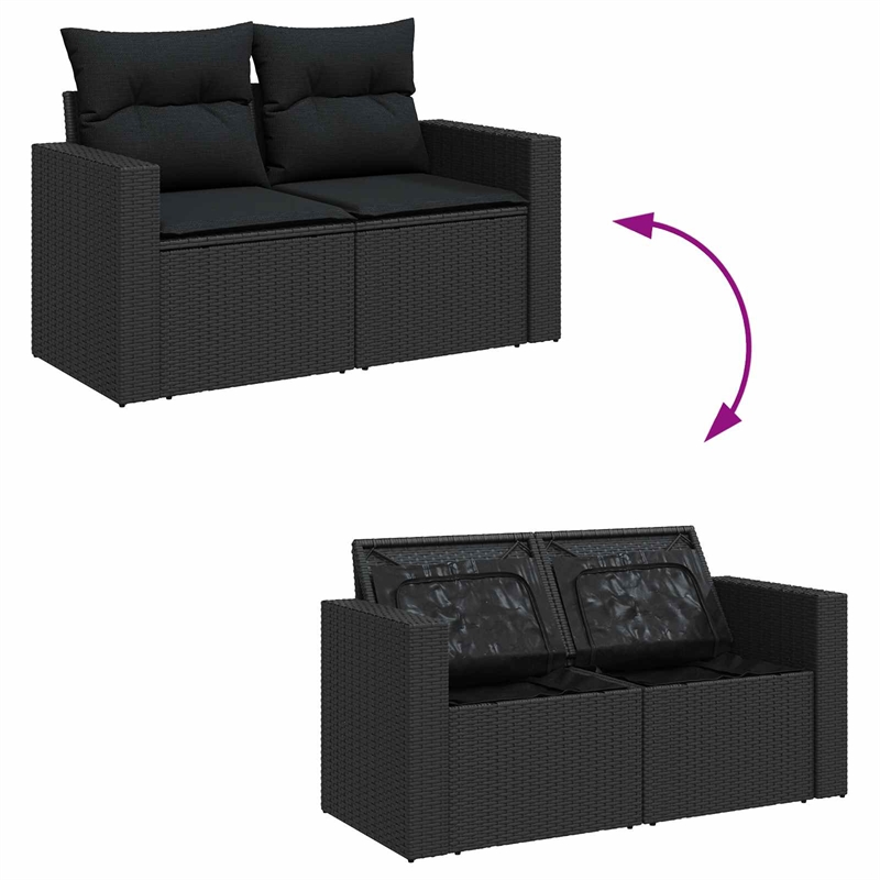 vidaXL 13 Pcs Poly Rattan Garden Sofa Set With Cushions in Black